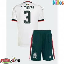 Camiseta México Cesar Montes #3 Visitante Equipación para niños Mundial 2026 manga corta (+ pantalones cortos)